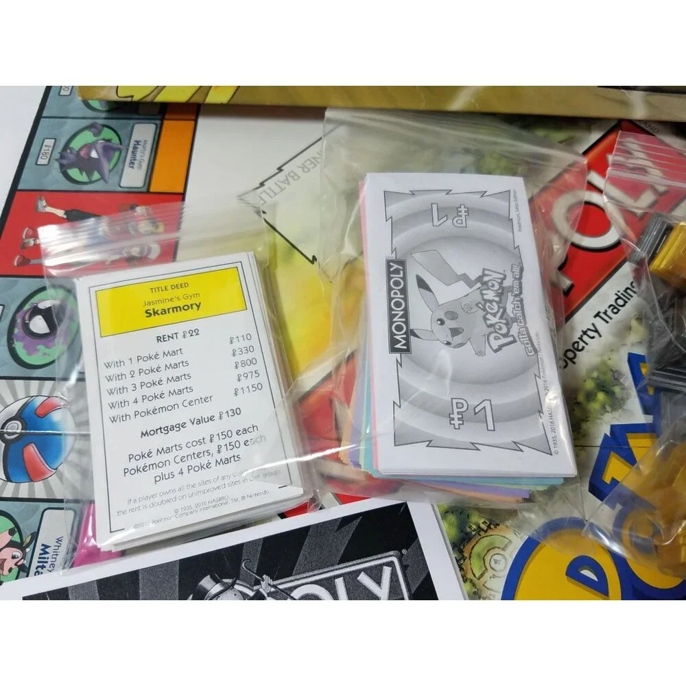 Monopoly Pokemon Johto Edition Board Game Complete 2016 Hasbro